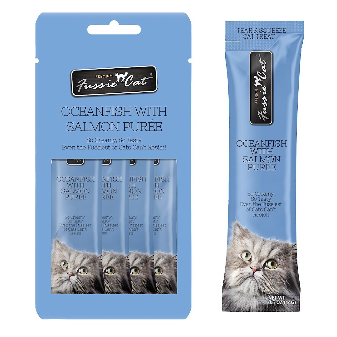 Ocean Fish & Salmon Puree Lickable Cat Treats, 2-oz pouch