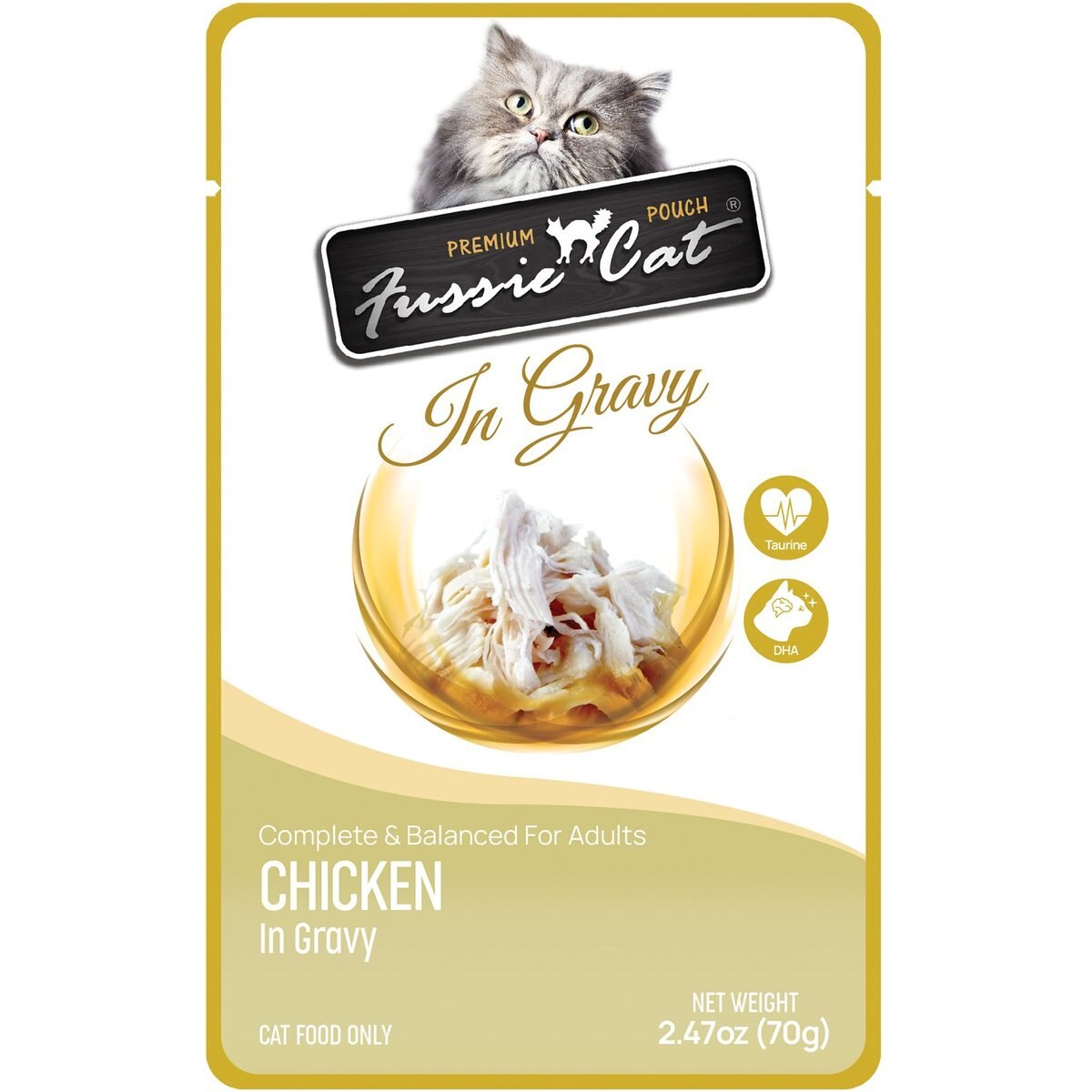 Fussie Cat Premium Chicken in Gravy Wet Cat Food, 2.47-oz pouch, case of 12