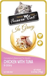 Fussie Cat Premium Chicken with Tuna in Gravy Wet Cat Food, 2.47-oz pouch, case of 12