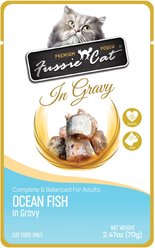 Fussie Cat Premium Ocean Fish in Gravy Wet Cat Food, 2.47-oz pouch, case of 12
