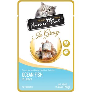 Fussie Cat Premium Ocean Fish in Gravy Wet Cat Food, 2.47-oz pouch, case of 12