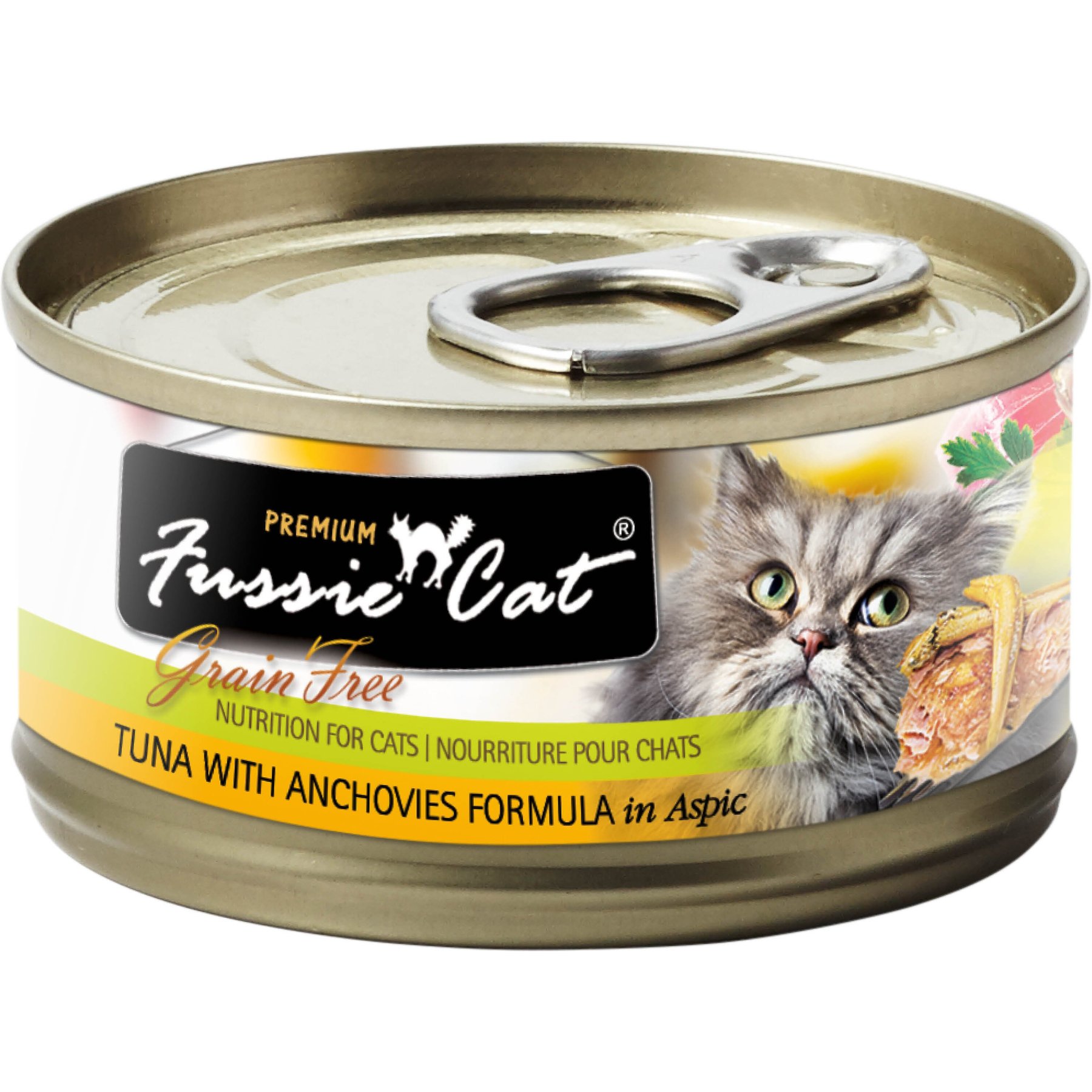 Fussie Cat Premium Tuna & Anchovies in Aspic Grain-Free Wet Cat Food, 5.5-oz, case of 24