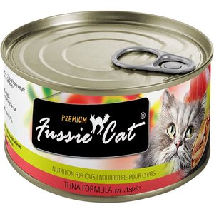 Fussie Cat Premium Tuna Formula in Aspic Grain-Free Canned Cat Food, 5.5-oz can, case of 24
