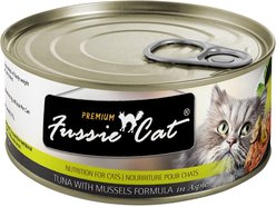 Fussie Cat Premium Tuna & Mussels Formula in Aspic Grain-Free Wet Cat Food, 2.82-oz, case of 24