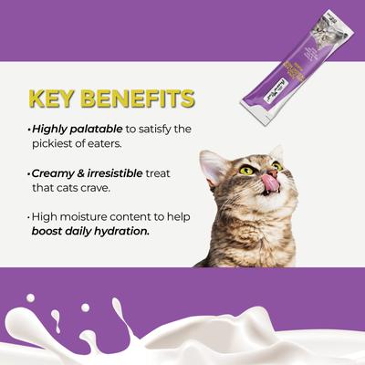 Show full view: Fussie Cat Premium Tuna with Chicken in Goat Milk Puree Lickable Cat Treats, 2-oz pouch, case of 4 slide 5 of 8