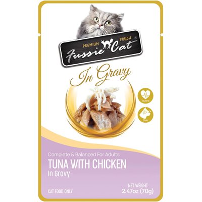 Fussie Cat Fussie Cat Premium Tuna with Chicken in Gravy Wet Cat Food, 2.47-oz pouch, case of 12