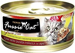 Fussie Cat Premium Tuna with Salmon Formula in Aspic Grain-Free Canned Cat Food, 2.82-oz, case of 24 + Fussie Cat Premium Tuna with Chicken Formula in Aspic Grain-Free Canned Cat Food, 2.82-oz, case of 24 slide 2 of 6