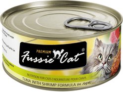 Fussie Cat Premium Tuna with Shrimp Formula in Aspic Grain-Free Canned Cat Food, 2.82-oz, case of 24 slide 1 of 6