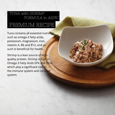 Show full view: Fussie Cat Premium Tuna with Shrimp Formula in Aspic Grain-Free Canned Cat Food, 2.82-oz, case of 24 slide 3 of 9