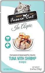 Fussie Cat Premium Tuna with Shrimp in Aspic Wet Cat Food, 2.47-oz pouch, case of 12