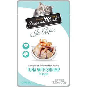 Fussie Cat Premium Tuna with Shrimp in Aspic Wet Cat Food, 2.47-oz pouch, case of 12