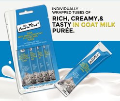Fussie Cat Premium Tuna with Small Anchovies in Goat Milk Puree Lickable Cat Treats, 2-oz pouch, case of 4 slide 2 of 6