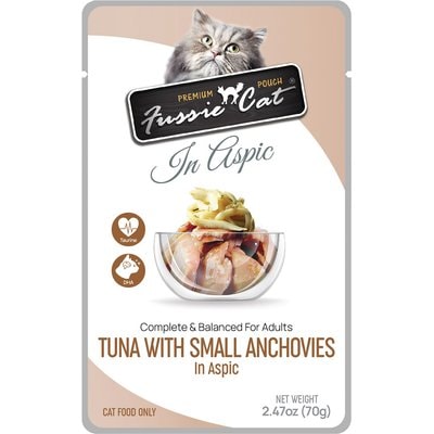 Fussie Cat Fussie Cat Premium Tuna with Small Anchovies Wet Cat Food, 2.47-oz pouch, case of 12