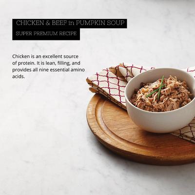 Show full view: Fussie Cat Super Premium Chicken & Beef Formula in Pumpkin Soup Grain-Free Canned Cat Food, 2.8-oz, case of 24 slide 3 of 9