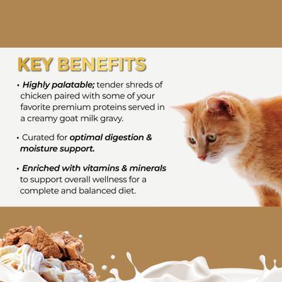 Show full view: Fussie Cat Super Premium Chicken with Beef in Goat Milk Gravy Shredded Wet Cat Food, 2.47-oz can, case of 24 slide 5 of 8