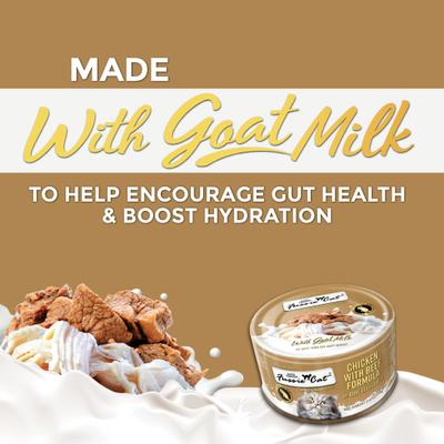 Show full view: Fussie Cat Super Premium Chicken with Beef in Goat Milk Gravy Shredded Wet Cat Food, 2.47-oz can, case of 24 slide 3 of 8