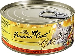Fussie Cat Super Premium Chicken with Sweet Potato Formula in Gravy Canned Cat Food, 2.82-oz, case of 24