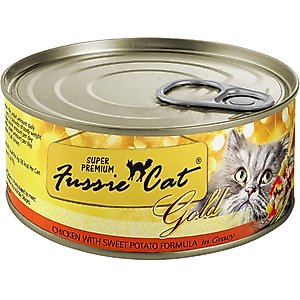 Fussie Cat Super Premium Chicken with Sweet Potato Formula in Gravy Canned Cat Food, 2.82-oz, case of 24