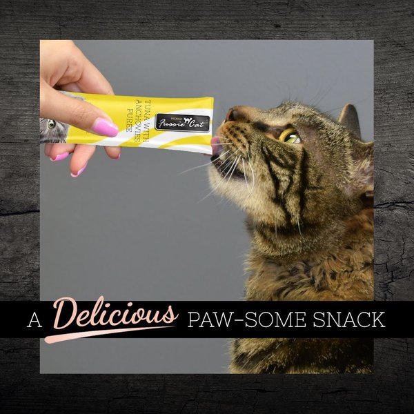 Fussie Cat Tuna Anchovies Puree Lickable Cat Treats, 2-oz pouch