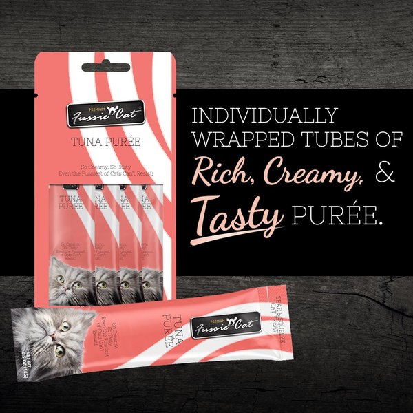 Fussie Cat Tuna Aspic Puree Lickable Cat Treats, 2-oz pouch