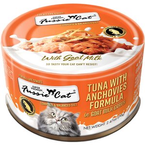 Fussie Cat Tuna with Anchovies in Goats Milk Wet Cat Food, 2.47-oz can, case of 24