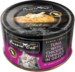 Fussie Cat Tuna with Chicken in Gravy Wet Cat Food, 2.82-oz can, case of 24