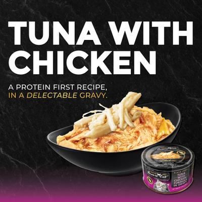 Show full view: Fussie Cat Tuna with Chicken in Gravy Wet Cat Food, 2.82-oz can, case of 24 slide 8 of 9
