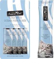 Fussie Cat Tuna with Ocean Fish Puree Lickable Cat Treats, 0.5-oz pouch, pack of 4