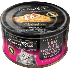Fussie Cat Tuna with Oceanfish in Gravy Wet Cat Food, 2.82-oz can, case of 24