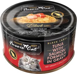 Fussie Cat Tuna with Salmon in Gravy Wet Cat Food, 2.82-oz can, case of 24