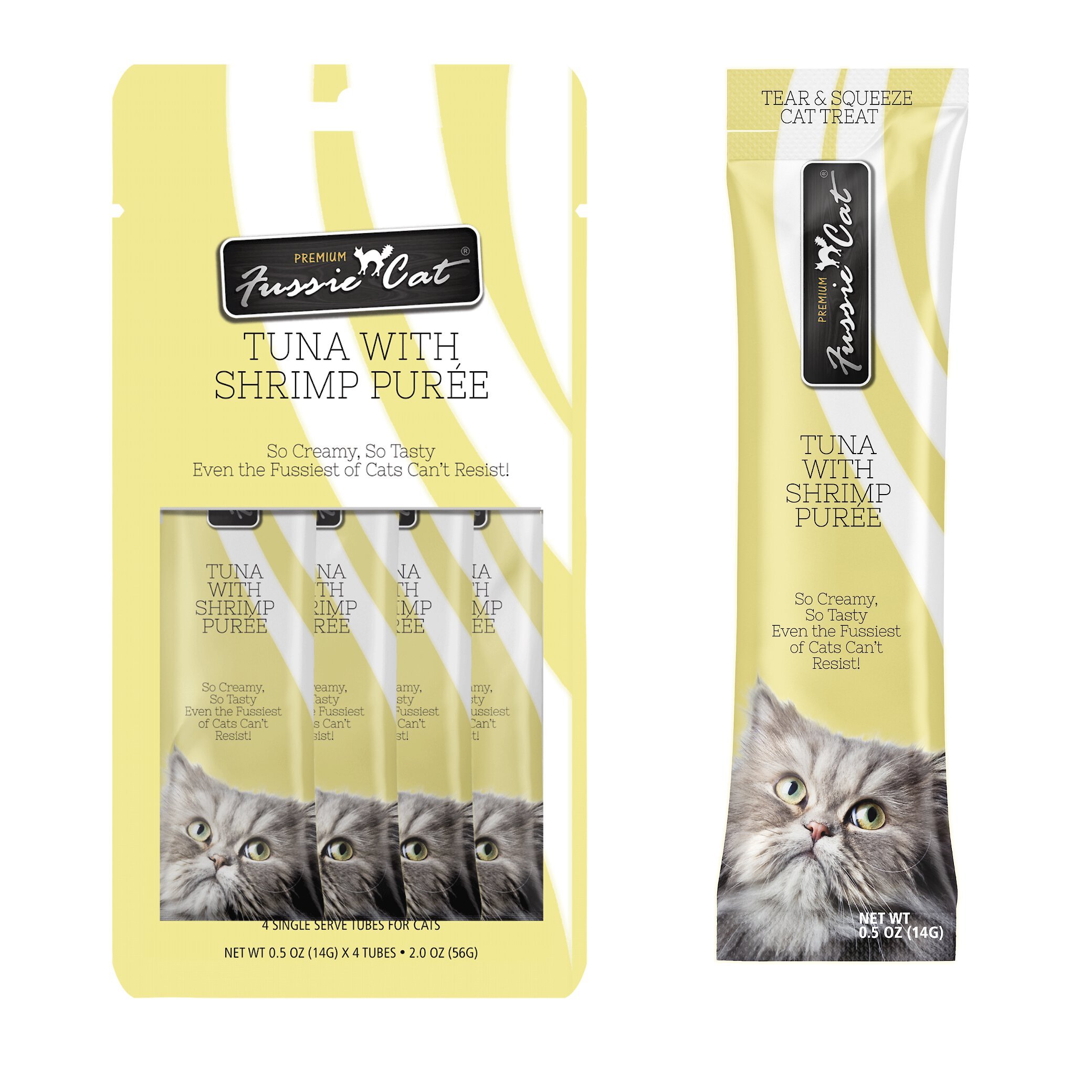 Tuna with Shrimp Puree Lickable Cat Treats, 0.5-oz pouch, pack of 4