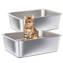 FUTAM Stainless Steel & Metal Cat Litter Box, Medium, 2 count