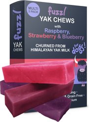 Fuzzl Himalayan Yak Cheese Raspberry, Blueberry, Strawberry Natural Dog Chew, 3 count, 7.9-oz box