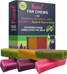Fuzzl Yak Blueberry, Strawberry, Cranberry, Mint, Apple, Peanut Butter Small Cheese Natural Dog Chew, 6 count, 7.41-oz box
