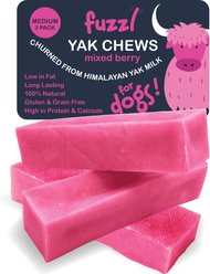 Fuzzl Yak Mixed Berry Cheese Natural Dog Chew, 3 count, 7.9-oz box
