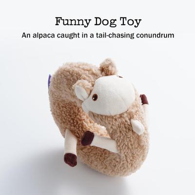Show full view: Fuzzwoof Alpaca Squeaky Plush Dog Toy, Brown slide 2 of 7