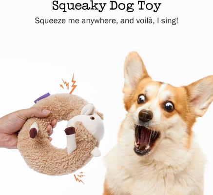 Show full view: Fuzzwoof Alpaca Squeaky Plush Dog Toy, Brown slide 3 of 7