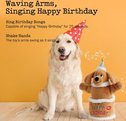 Fuzzwoof Birthday Cake Singing & Dancing Golden Retriever Dog Toy, Brown slide 2 of 7