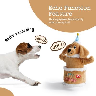 Show full view: Fuzzwoof Birthday Cake Singing & Dancing Golden Retriever Dog Toy, Brown slide 3 of 8