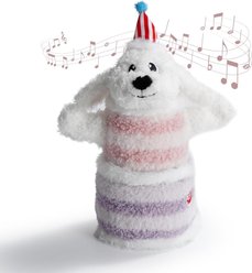 Fuzzwoof Birthday Cake Singing & Dancing Teddy Dog Toy, White