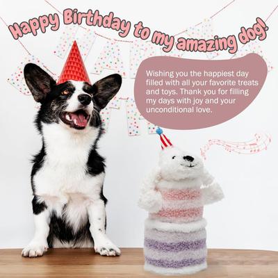 Show full view: Fuzzwoof Birthday Cake Singing & Dancing Teddy Dog Toy, White slide 6 of 8