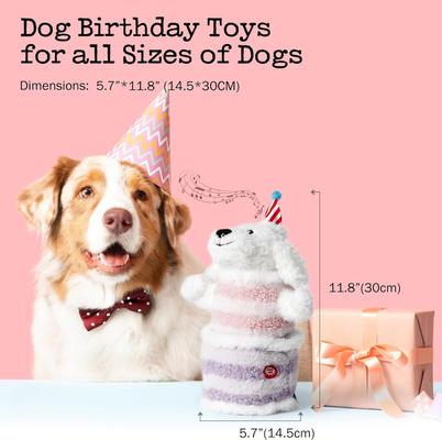 Show full view: Fuzzwoof Birthday Cake Singing & Dancing Teddy Dog Toy, White slide 2 of 8