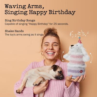 Show full view: Fuzzwoof Birthday Cake Singing & Dancing Teddy Dog Toy, White slide 3 of 8
