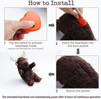 Show full view: Fuzzwoof Moose Heart Beat Plush Dog Toy, Brown, Medium slide 6 of 7