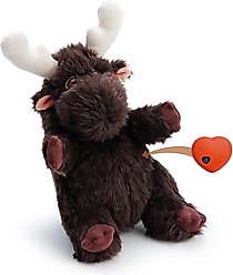 Fuzzwoof Moose Heart Beat Plush Dog Toy, Brown, Small