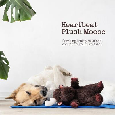 Show full view: Fuzzwoof Moose Heart Beat Plush Dog Toy, Brown, Small slide 2 of 7