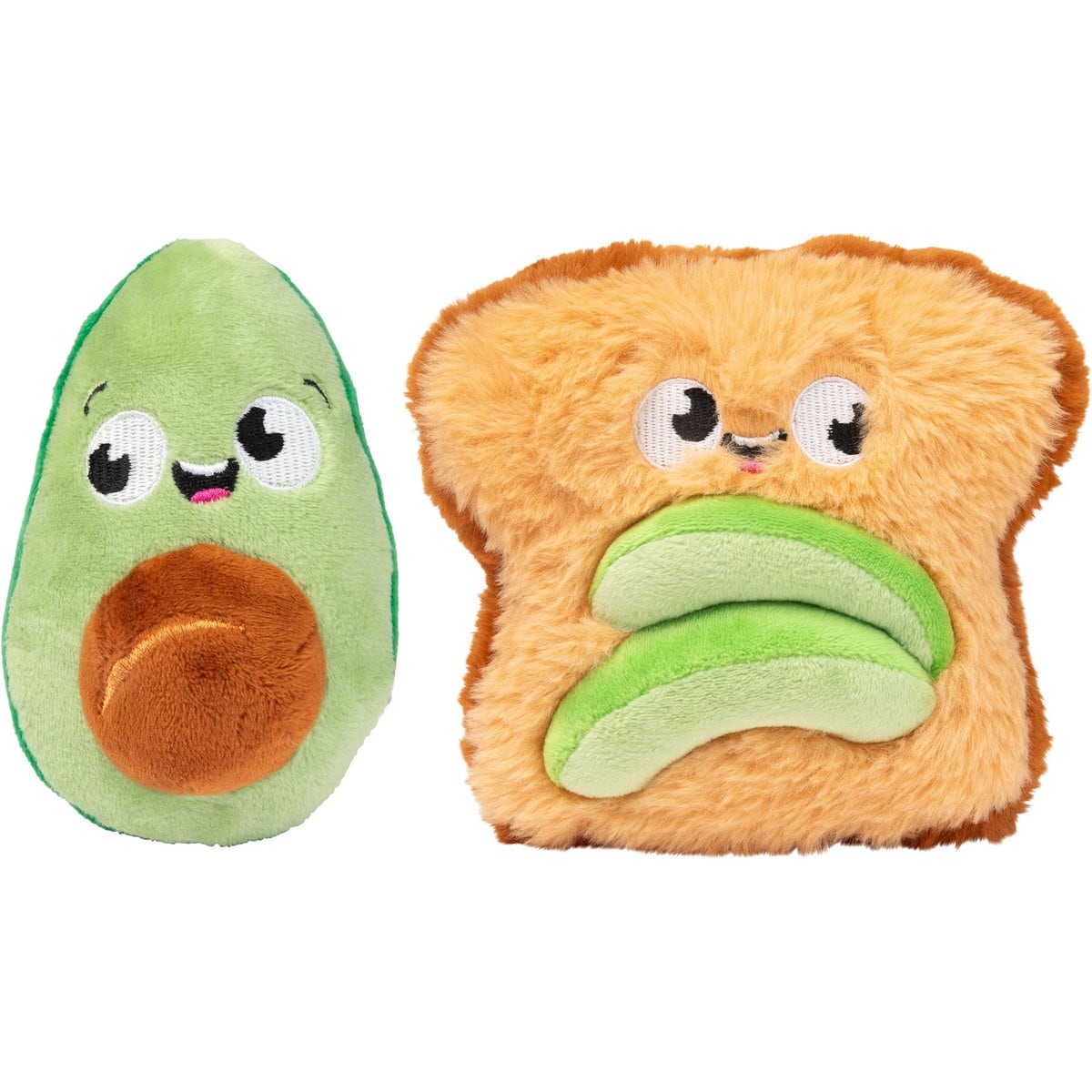 FuzzYard Avocado & Toast Squeaky Plush Dog Toy, 2 count
