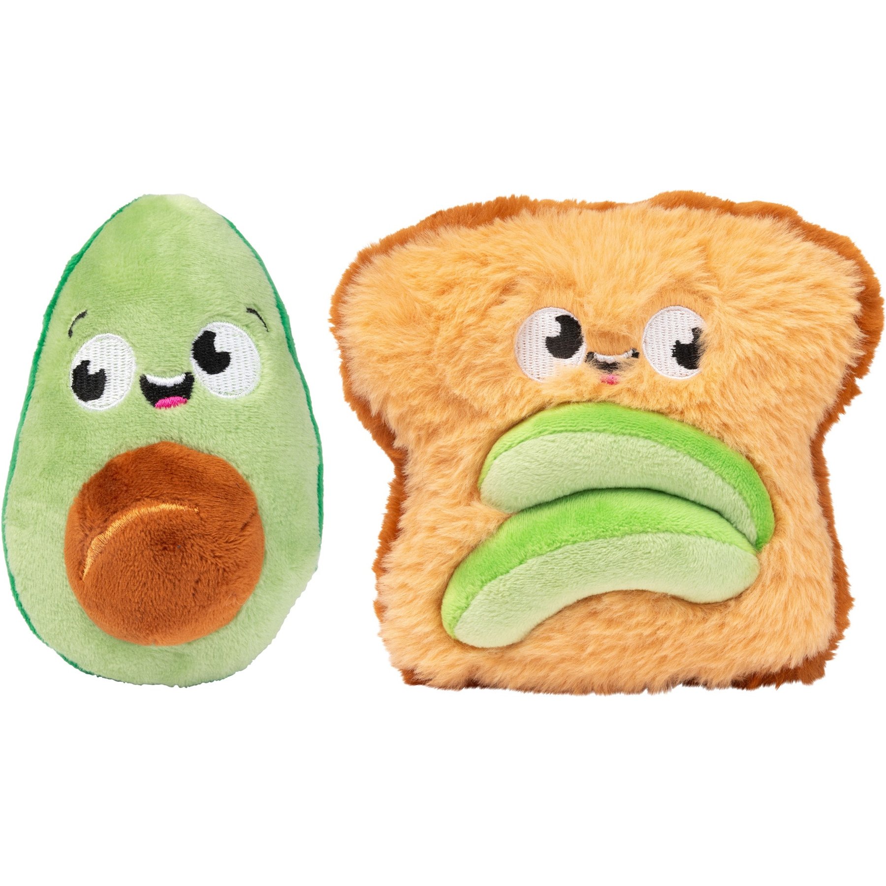 FuzzYard Avocado & Toast Squeaky Plush Dog Toy, 2 count