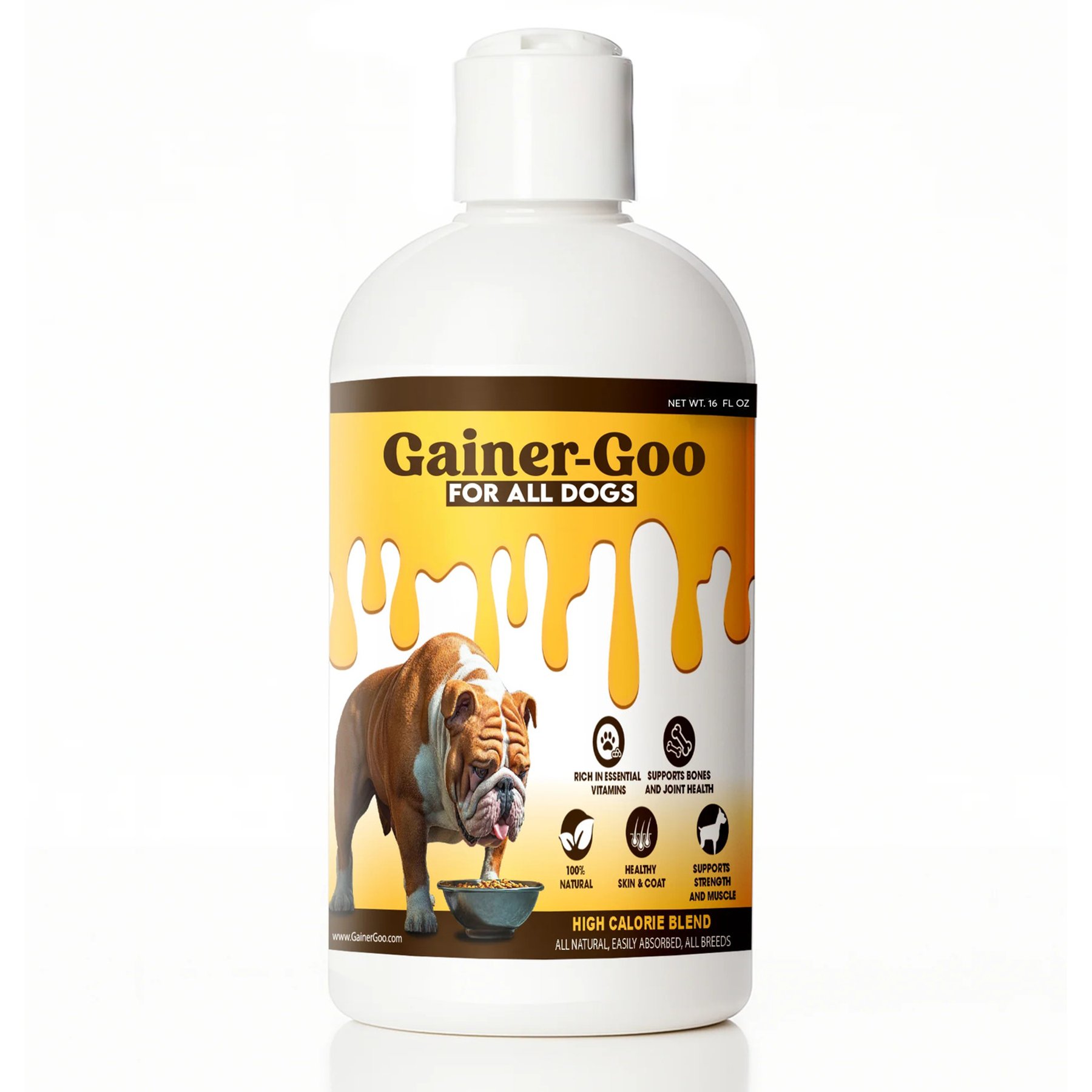 Gainer-Goo Weight Gainer Salmon Flavoured Liquid High Calorie Supplement for Dogs, 16-fl oz bottle