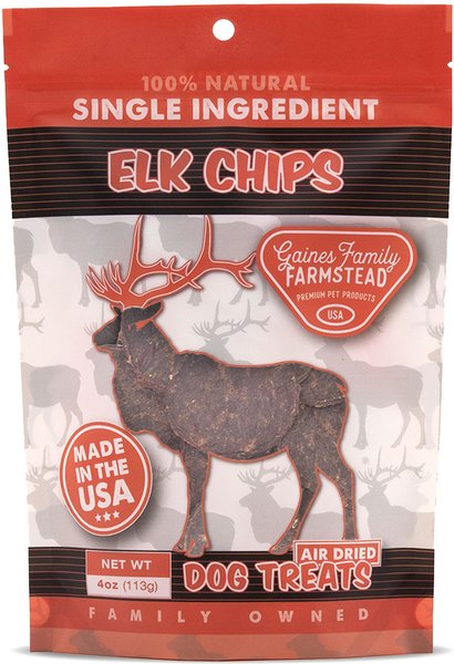 Gaines Family Farmstead Elk Chips Air Dried Dog Treats, 4-oz bag